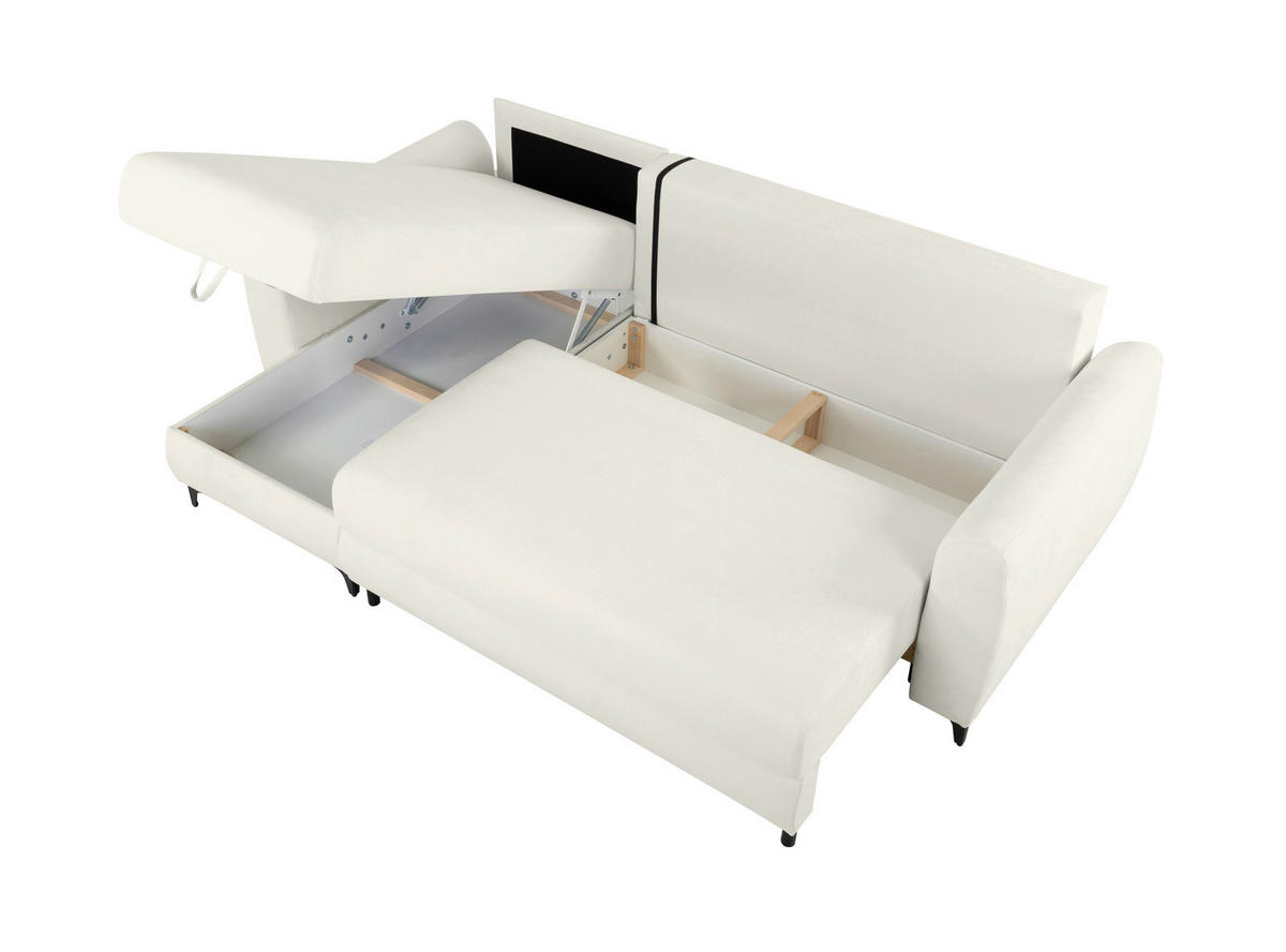ECKSOFA Moli Hellgrau  - Hellgrau/Schwarz, Design, Textil/Metall (236/148cm) - MID.YOU