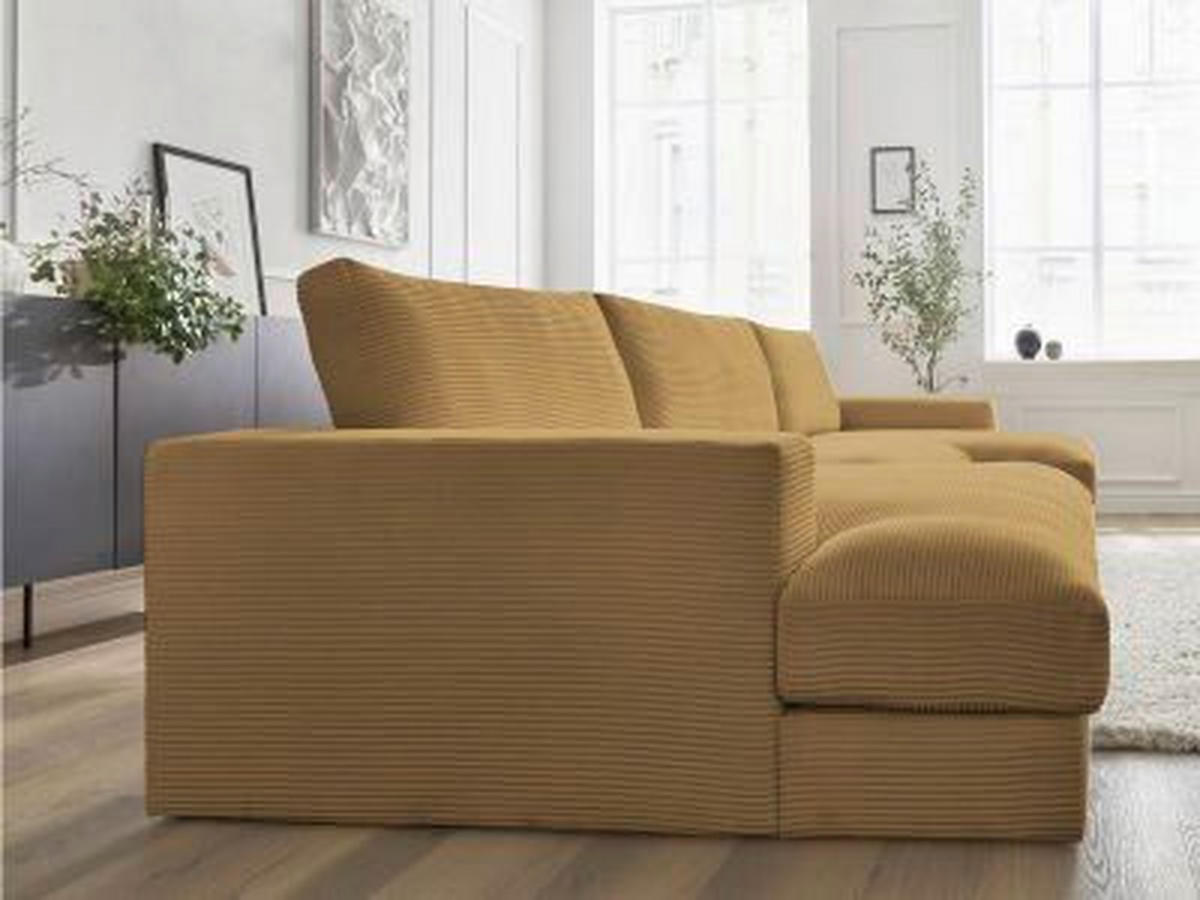 WOHNLANDSCHAFT LEONARD Gelb Cord  - Gelb/Schwarz, MODERN, Kunststoff/Textil (159/349/159cm)