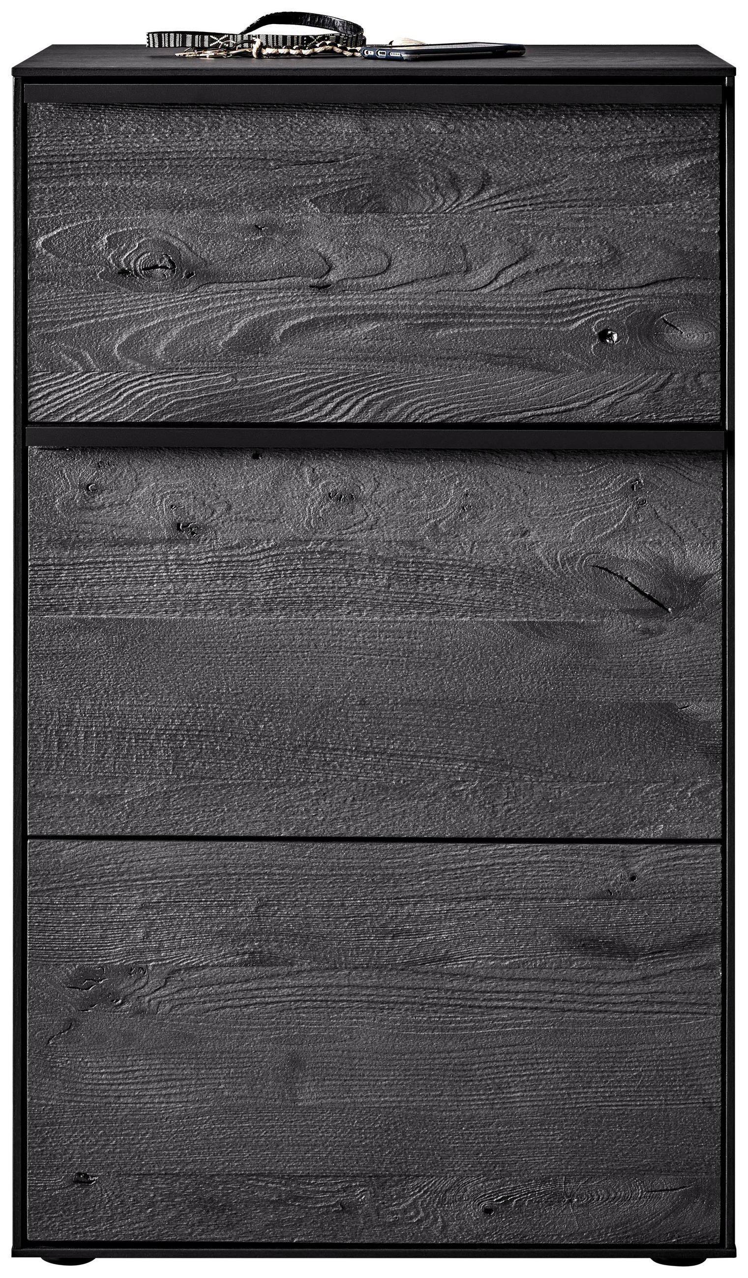 SCHUHSCHRANK LENYA GARDEROBEN  in 60/98/39 cm  - Anthrazit/Schwarz, Design, Holz/Metall (60/98/39cm) - Johann Jakob