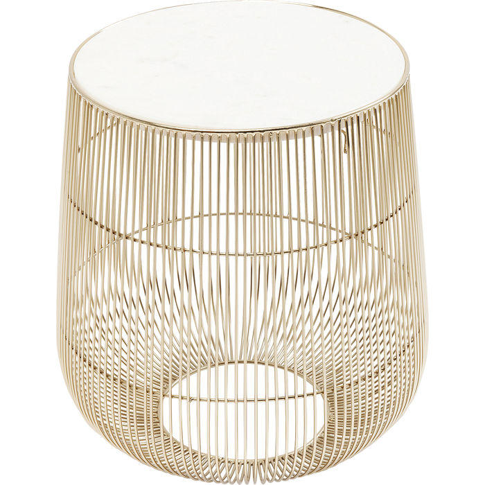 BEISTELLTISCH 32/32/35 cm Weiß, Messingfarben rund  - Messingfarben/Weiß, Trend, Stein/Metall (32/32/35cm) - Kare-Design