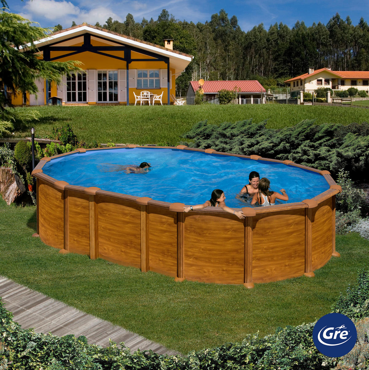 POOL-SET 2024 610/375/132 cm  - Braun, KONVENTIONELL, Metall (610/375/132cm) - Gre