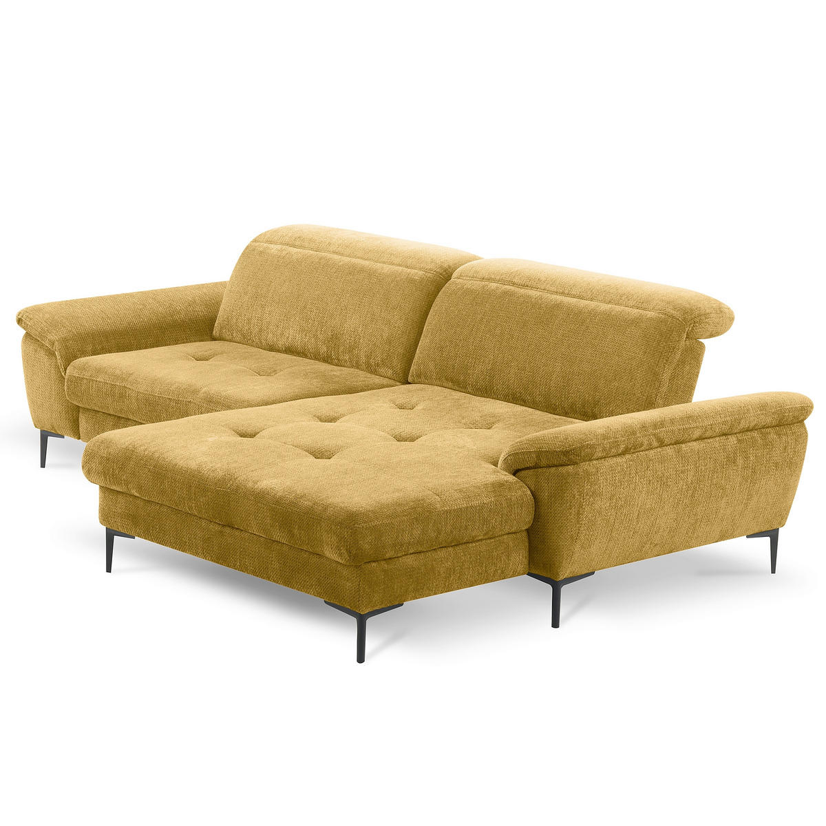 ECKSOFA  Webstoff Senfgelb  - Senfgelb/Schwarz, Design, Textil/Metall (268/195cm) - Livetastic