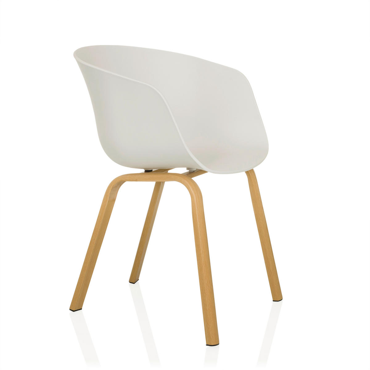 STOL MED ARMSTÖD slät  - vit/ljusbrun, Modern, metall/plast (54/78/56cm) - MID.YOU