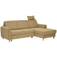 ECKSOFA Honig Flachgewebe  inkl. Bettkasten, Schlaffunktion, Rücken echt, Kopfstütze, Liegefläche im Originalstoff  - Buchefarben/Honig, KONVENTIONELL, Holz/Textil (241/166cm) - Carryhome