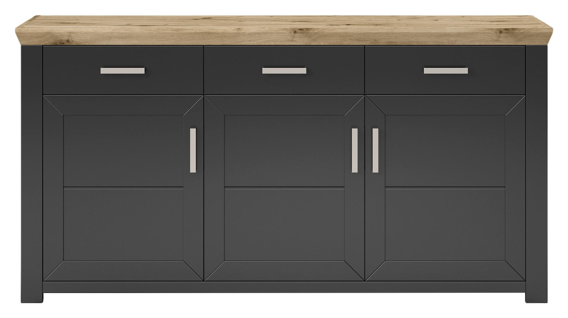 Thumbnail - SetOne by Musterring Sideboard, Graphit, Eiche Artisan, Metall, 3 Fächer, 3 Schubladen, 184.1x94.6x51.2 cm, Wohnzimmer, ...