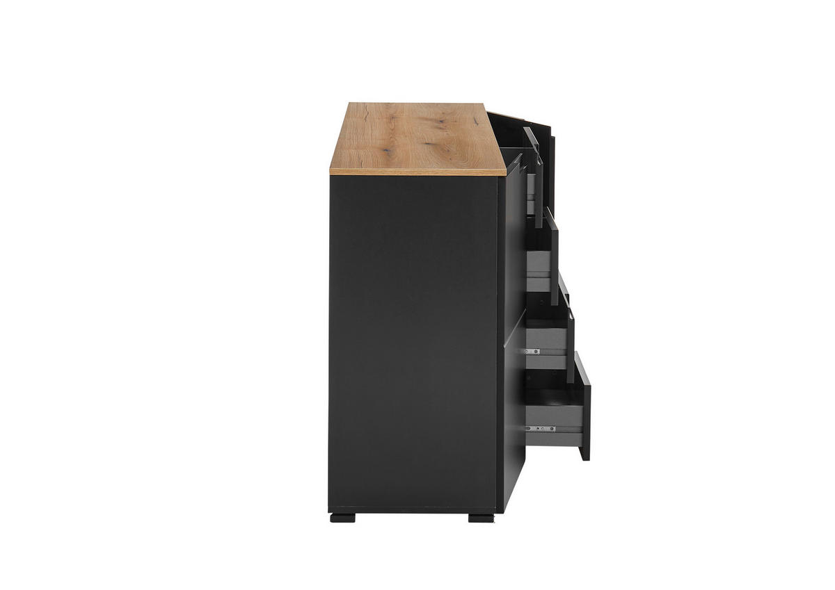 SIDEBOARD  in 165/80/40 cm  - Eichefarben/Schwarz, Design, Holzwerkstoff (165/80/40cm) - home24