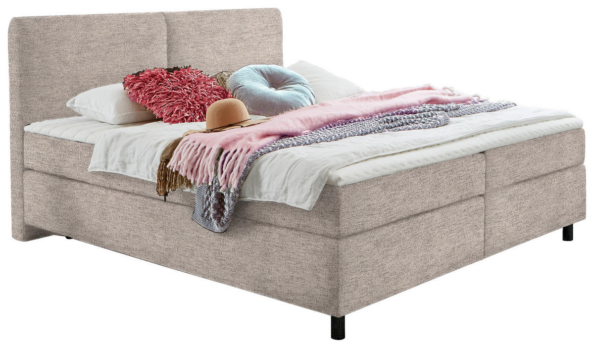 BOXSPRINGBETT 160/200 cm  in Beige  - Beige/Schwarz, Konventionell, Kunststoff/Textil (160/200cm) - Hom`in