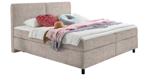 BOXSPRINGBETT 160/200 cm  in Beige  - Beige/Schwarz, KONVENTIONELL, Kunststoff/Textil (160/200cm) - Hom`in