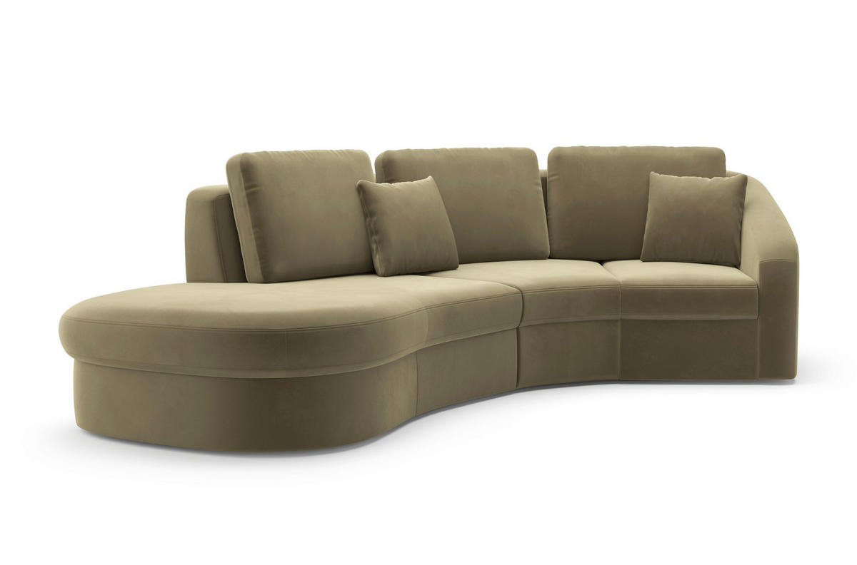 ECKSOFA in Samt Olivgrün  - Schwarz/Olivgrün, Modern, Kunststoff/Textil (230/266cm) - Sit & More