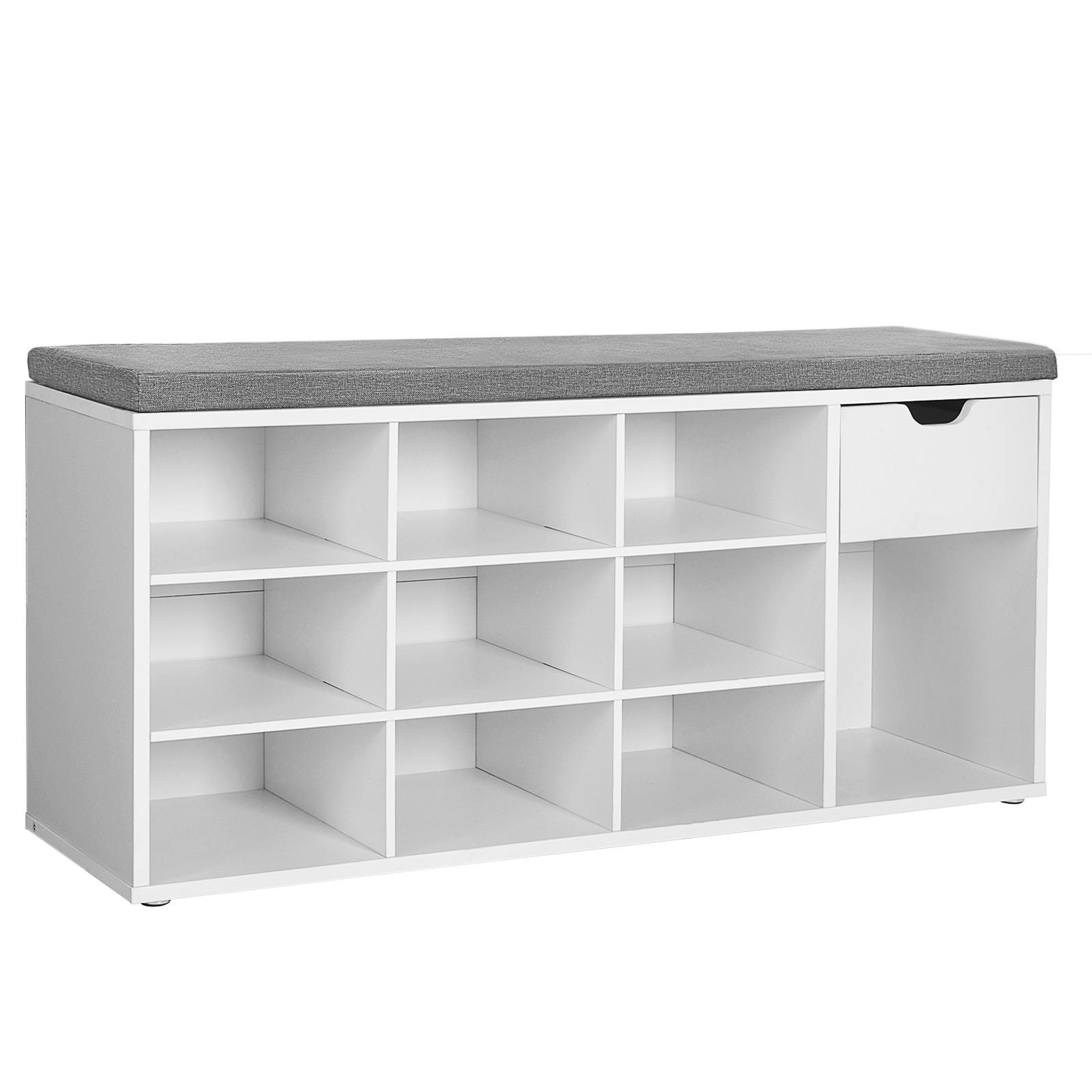 GARDEROBENBANK Vasagle  in 104/48/30 cm  - Weiß/Grau, Trend (104/48/30cm) - Boxxx