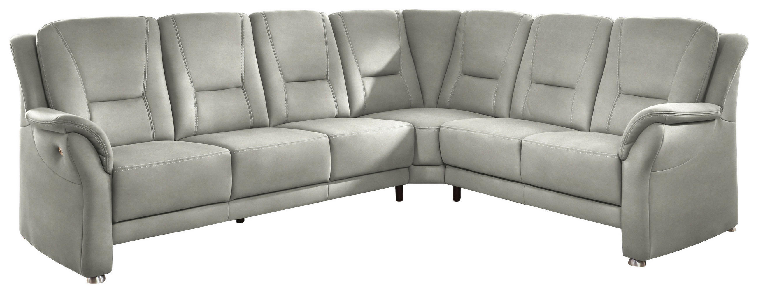 ECKSOFA in Mikrofaser Silberfarben  - Beige/Silberfarben, Konventionell, Textil/Metall (275/223cm) - Beldomo Comfort