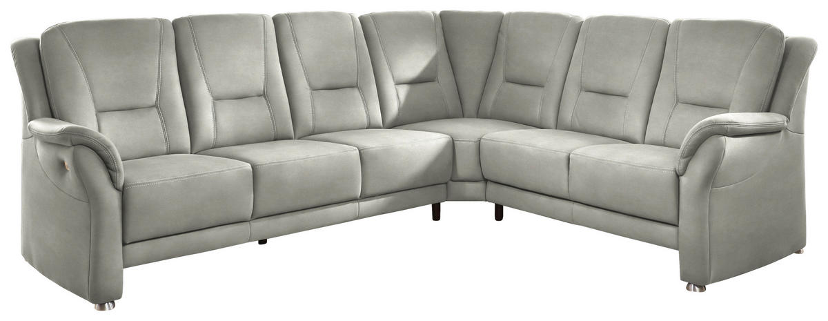 ECKSOFA in Mikrofaser Silberfarben  - Beige/Silberfarben, Konventionell, Textil/Metall (275/223cm) - Beldomo Comfort
