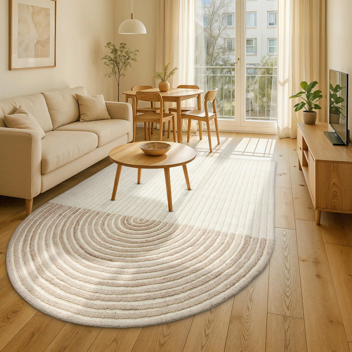 WEBTEPPICH 120/170 cm Jaylin Naturfarben halbrund  - Naturfarben, Basics, Kunststoff/Textil (120/170cm) - Schöner Wohnen