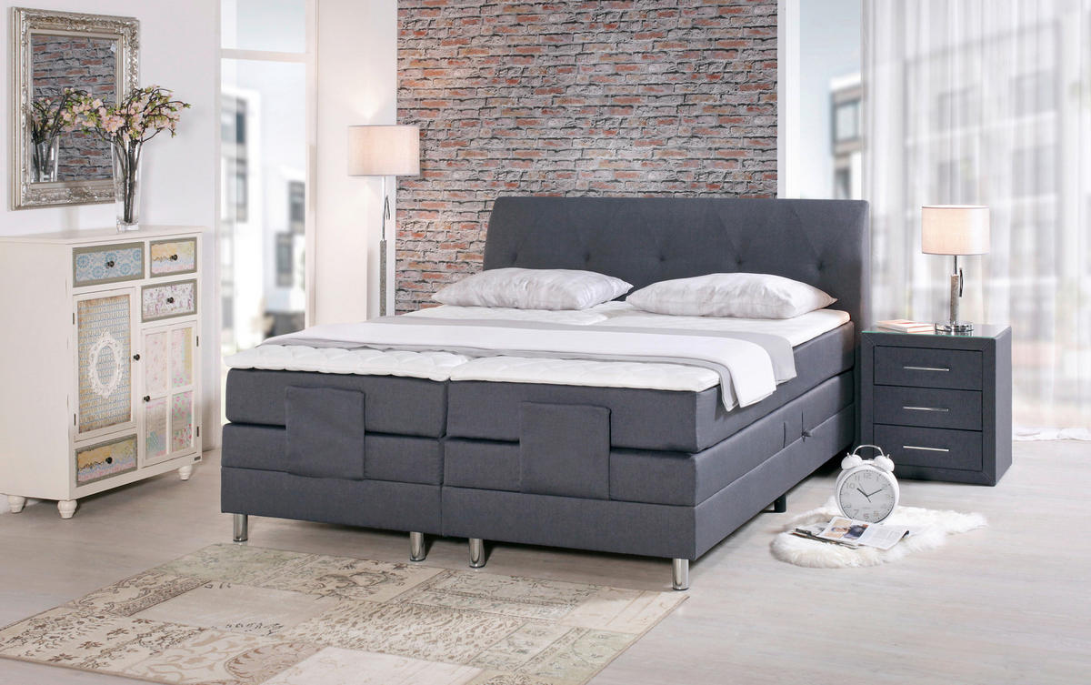 BOXSPRING KREVET 180/200 cm      - boja hroma, Dizajnerski, tekstil (180/200cm) - Hom`in