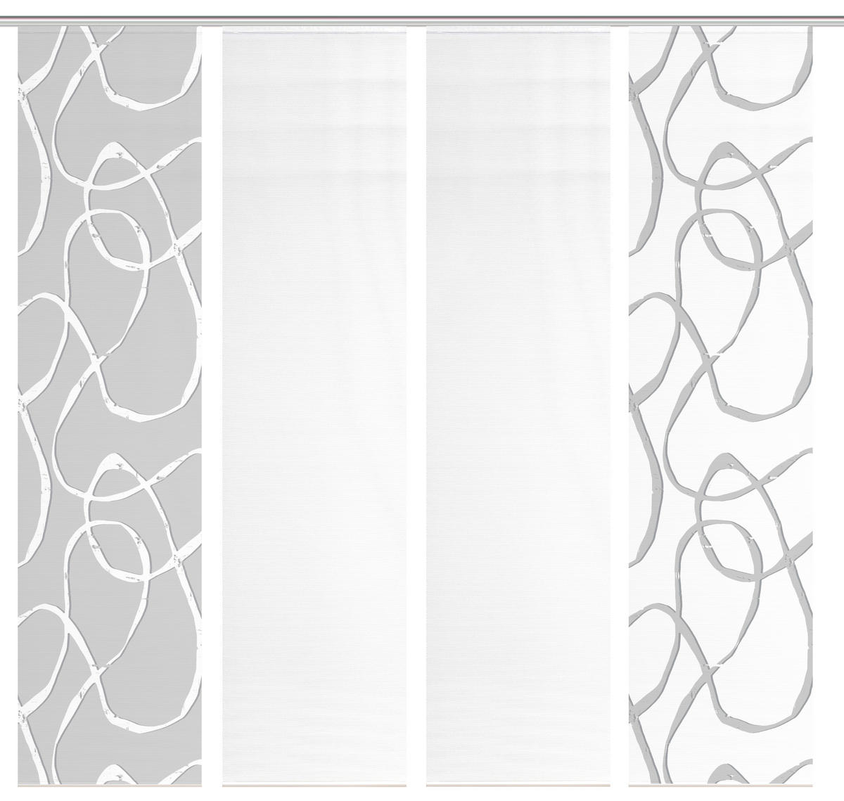 FLÄCHENVORHANG  4 Stück  blickdicht  60/260 cm   - Grau Hochglanz/Weiß, KONVENTIONELL, Textil (60/260cm)