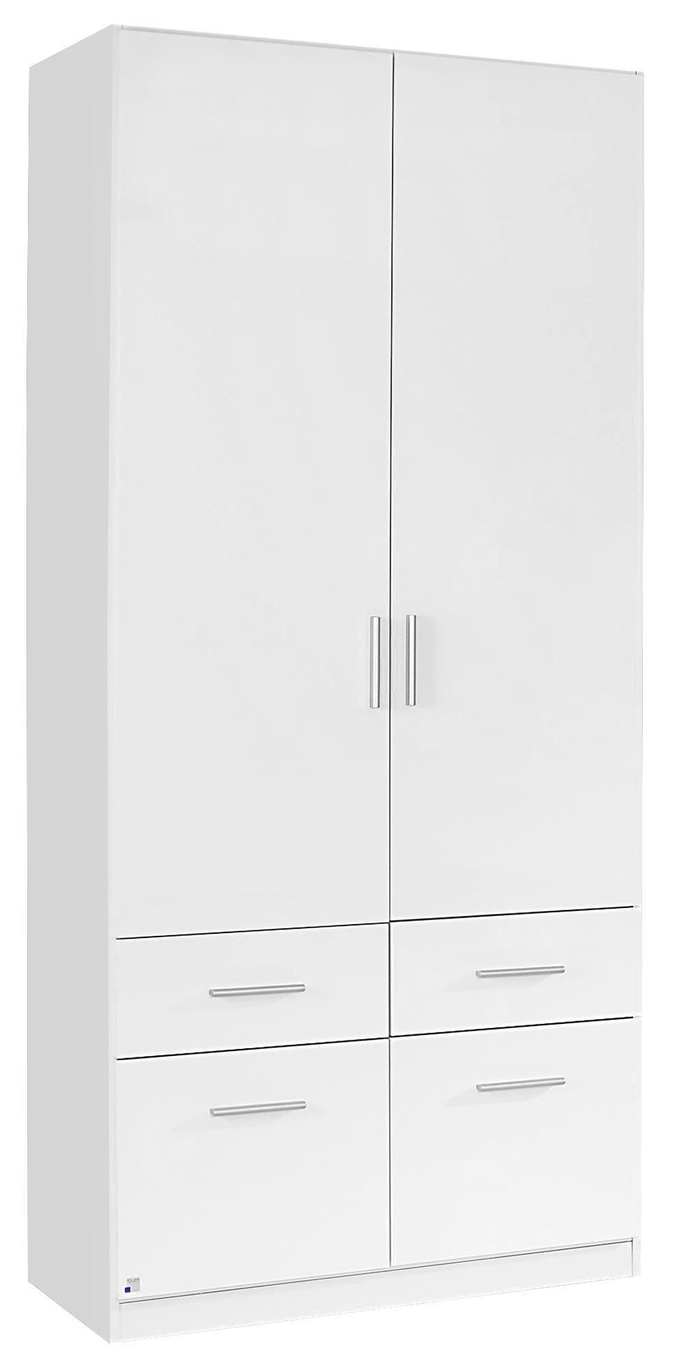 DREHTÜRENSCHRANK 91/210/54 cm 2-türig Weiß, Weiß Hochglanz - Weiß Hochglanz/Alufarben, Design, Holzwerkstoff/Kunststoff (91/210/54cm) - Carryhome