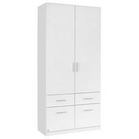 DREHTÜRENSCHRANK in Weiss, Weiss Hochglanz  - Weiss Hochglanz/Weiss, Design, Holzwerkstoff/Kunststoff (91/210/54cm) - Carryhome