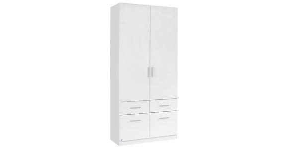 DREHTÜRENSCHRANK 91/210/54 cm 2-türig Weiß, Weiß Hochglanz - Weiß Hochglanz/Alufarben, Design, Holzwerkstoff/Kunststoff (91/210/54cm) - Carryhome