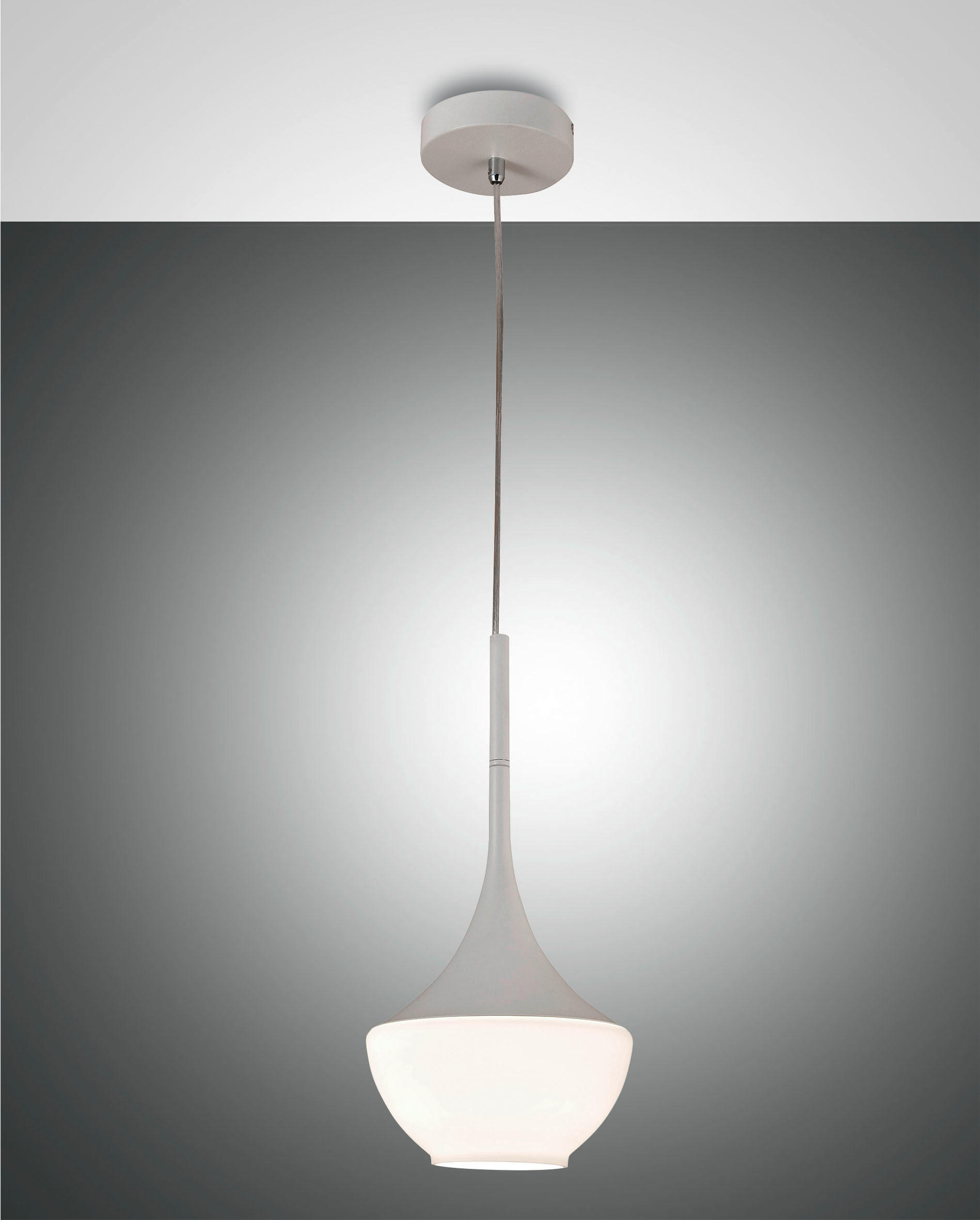 PENDELLEUCHTE Apollo 20/200 cm   - Weiß, Design, Glas/Metall (20/200cm) - Fabas Luce