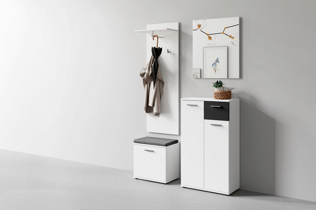 GARDEROBE 4-teilig  in 60/102/30 cm  - Schwarz/Weiß, Design, Holzwerkstoff (60/102/30cm) - MID.YOU