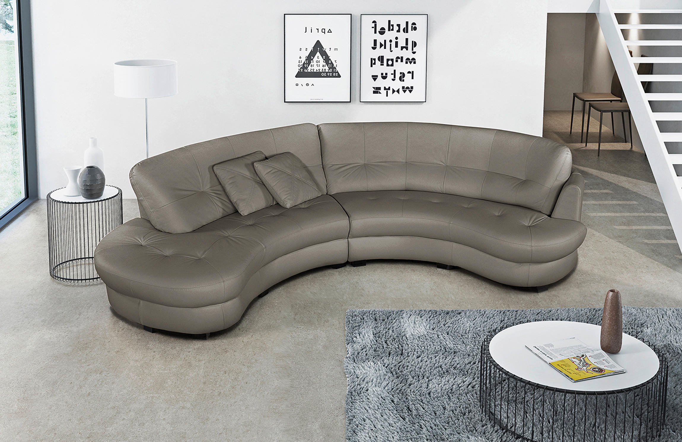 ECKSOFA Schlammfarben Echtleder Lederlook  - Schlammfarben/Schwarz, Design, Leder/Kunststoff (113/300cm) - Livetastic