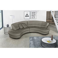 ECKSOFA Schlammfarben Echtleder Lederlook  - Schlammfarben/Schwarz, Design, Leder/Kunststoff (113/300cm) - Livetastic
