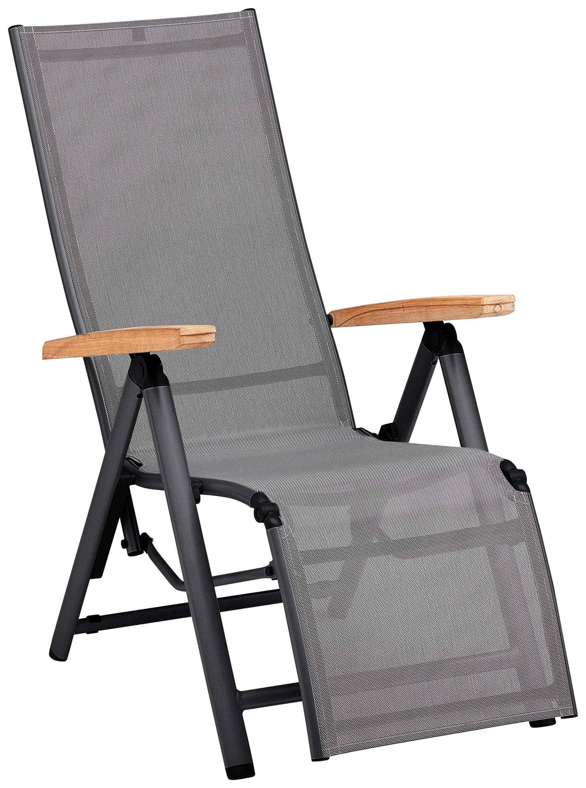 GARTEN-RELAXSESSEL Aluminium  - Anthrazit/Grau, Basics, Holz/Textil (64/116/81cm) - Kettler