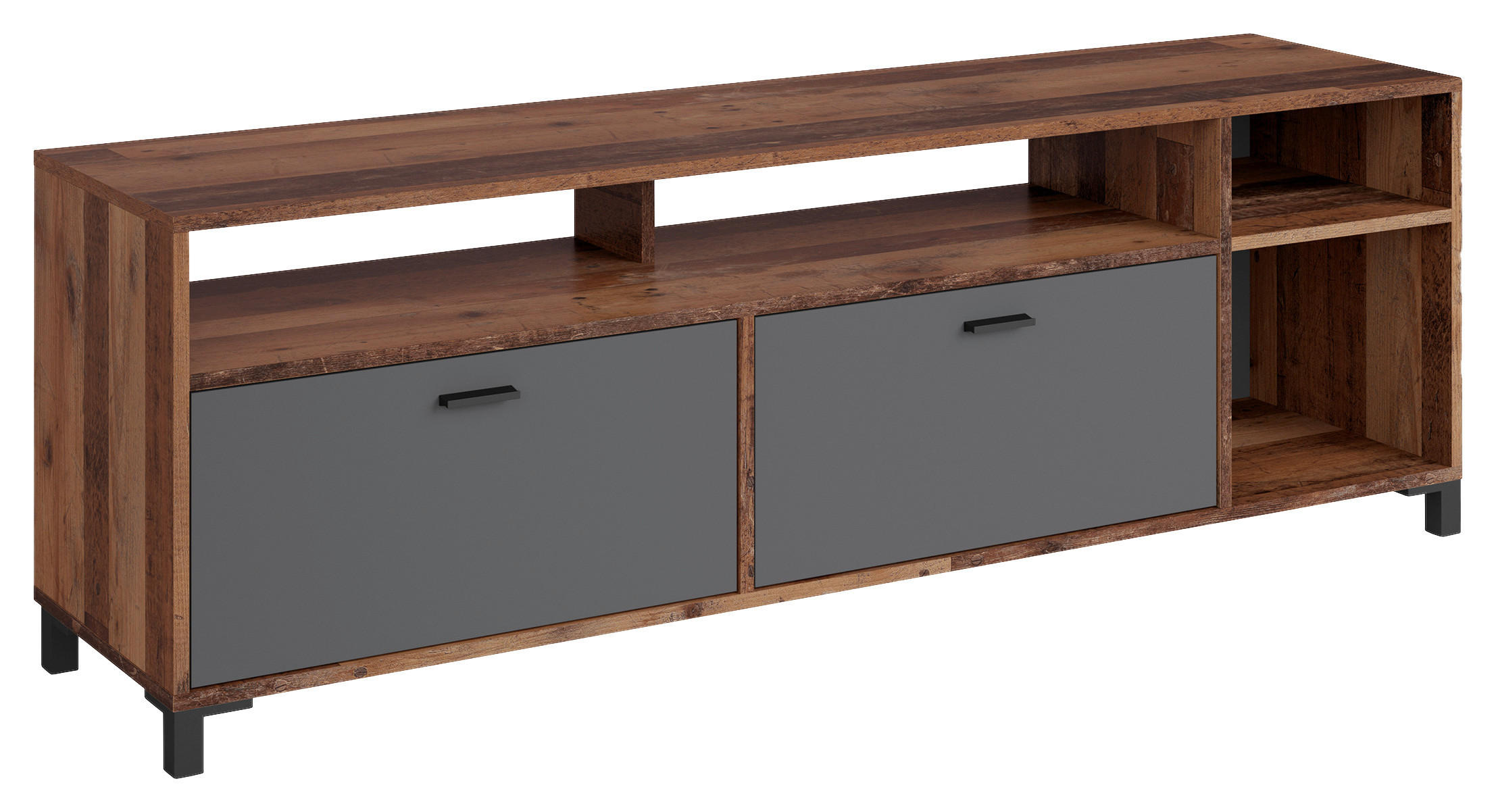 LOWBOARD Anthrazit, Braun  - Anthrazit/Schwarz, Design, Holzwerkstoff/Kunststoff (160/54/40cm) - MID.YOU