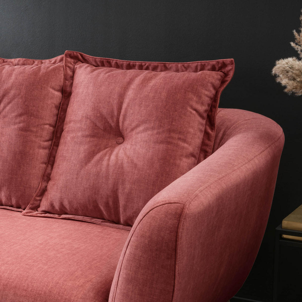 3-SITZER-SOFA in Velours Koralle  - Koralle/Buchefarben, Modern, Holz/Textil (236/94/103cm) - Livetastic