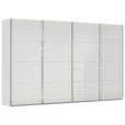 SCHWEBETÜRENSCHRANK 361/223/68 cm 4-türig Weiß, Seidengrau  - Chromfarben/Seidengrau, Design, Glas/Holzwerkstoff (361/223/68cm) - Novel