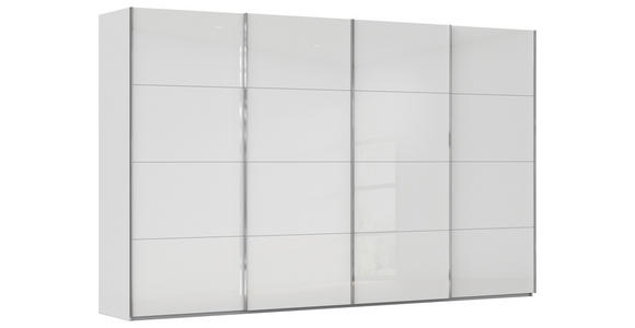 SCHWEBETÜRENSCHRANK 361/223/68 cm 4-türig Weiß, Seidengrau  - Chromfarben/Seidengrau, Design, Glas/Holzwerkstoff (361/223/68cm) - Novel