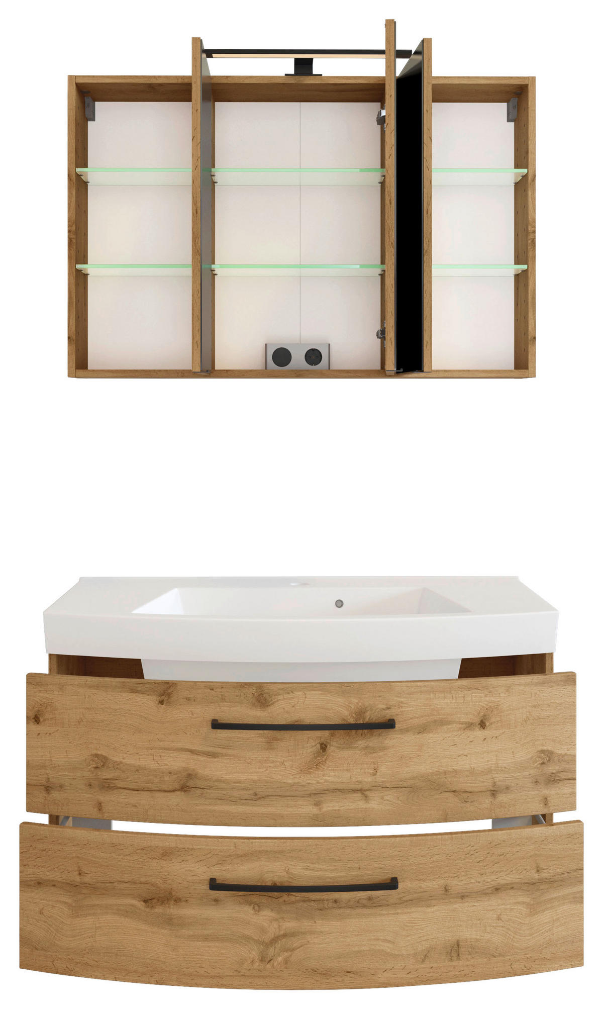 BADEZIMMER 100 cm  - Weiss/Eichefarben, Modern, Keramik/Holzwerkstoff (100cm) - Held