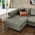 ECKSOFA in Chenille Olivgrün  - Schwarz/Olivgrün, KONVENTIONELL, Textil/Metall (184/265cm) - Hom`in