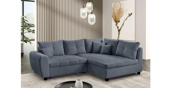 ECKSOFA Grau Plüsch  - Schwarz/Grau, KONVENTIONELL, Kunststoff/Textil (249/175cm) - Carryhome