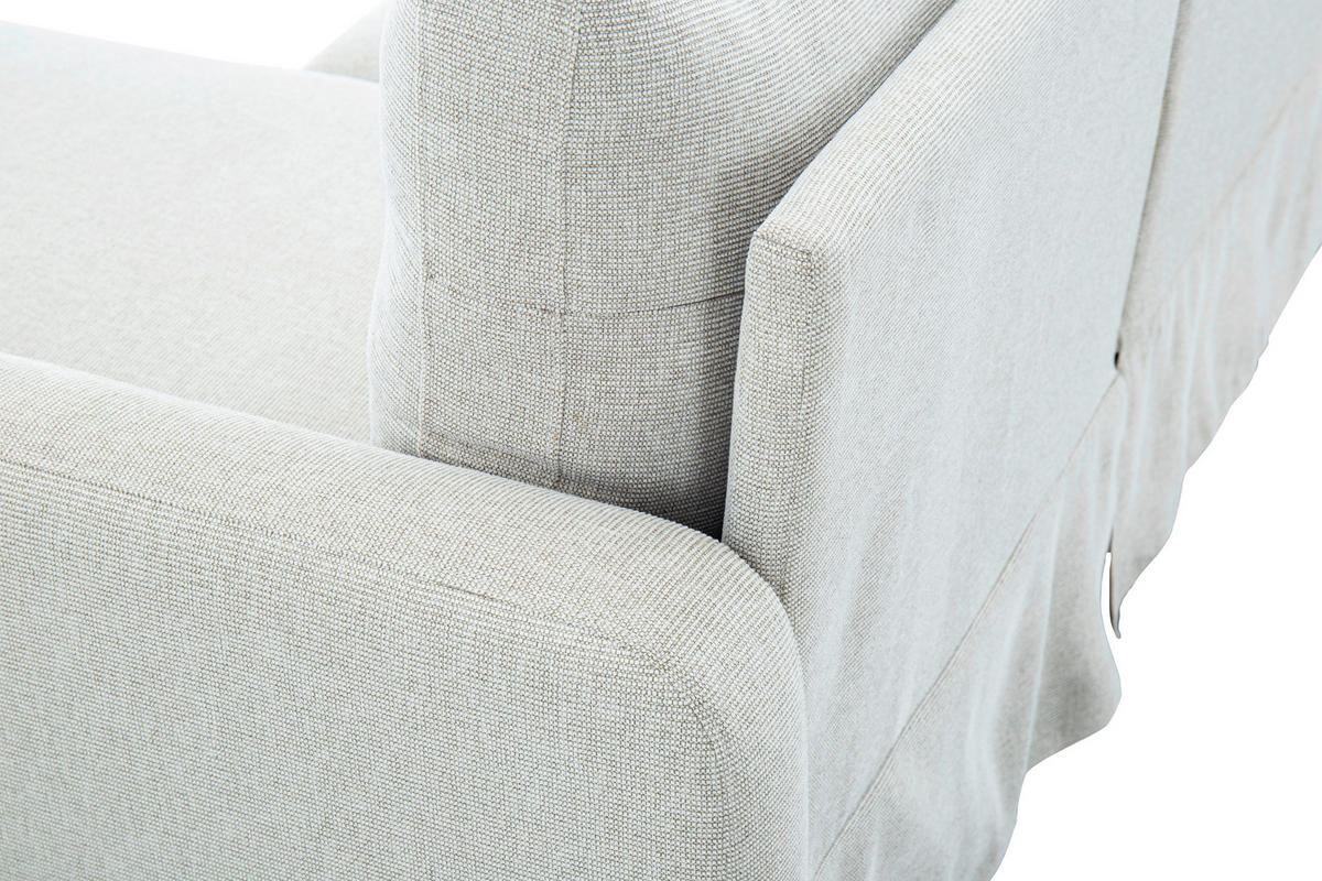 ECKSOFA Leinenoptik Beige  - Beige/Schwarz, Design, Kunststoff/Textil (152,5/225,5cm) - Livetastic