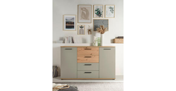SIDEBOARD  150/92/38 cm 4 Schublade(n)  - Salbeigrün/Schwarz, KONVENTIONELL, Holzwerkstoff/Kunststoff (150/92/38cm) - Xora