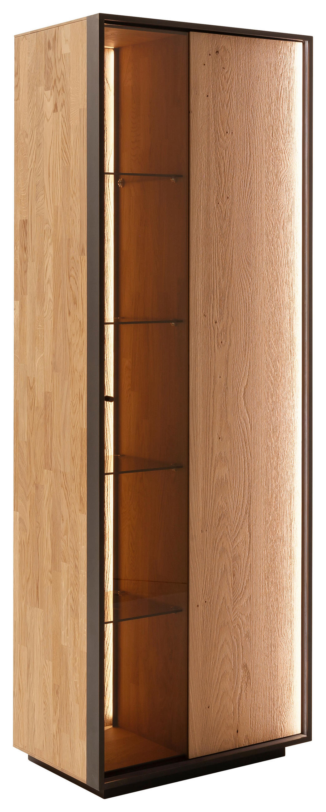 VITRINE  in massiv Kerneiche Eichefarben - Eichefarben/Anthrazit, Design, Glas/Holz (67/197/42cm) - Schöner Wohnen