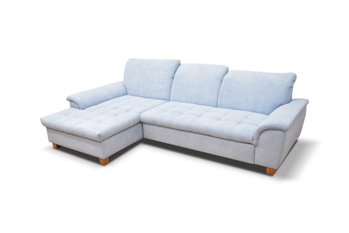 ECKSOFA Pastellblau Mikrofaser  - Pastellblau/Eichefarben, KONVENTIONELL, Holz/Textil (170/279cm) - MID.YOU