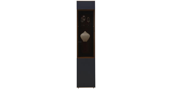 VITRINE in vollmassiv Kerneiche Anthrazit, Eichefarben - Eichefarben/Anthrazit, Natur, Glas/Holz (43/205/44cm) - Valnatura