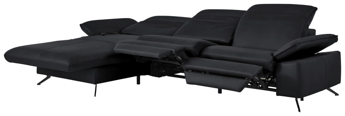 ECKSOFA  Echtleder Anthrazit  - Anthrazit/Schwarz, Design, Leder/Metall (169/307cm) - Beldomo Premium