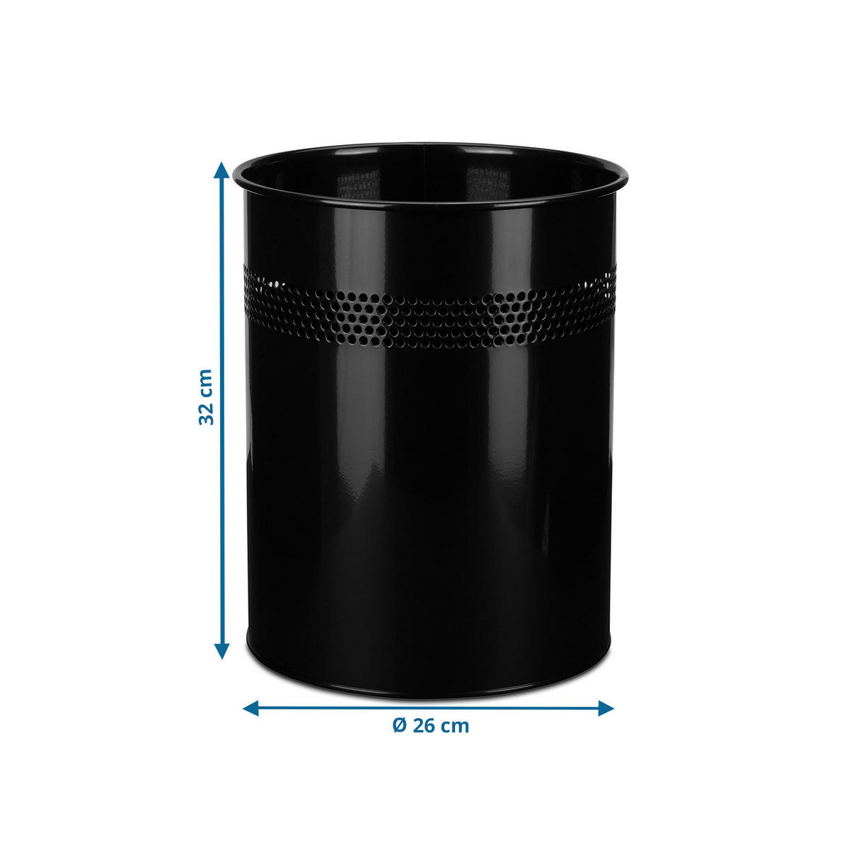 ABFALLSAMMLER 15 L  - Schwarz, MODERN, Metall (26/32/26cm) - MID.YOU