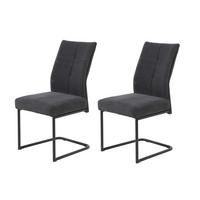 SCHWINGSTUHL-SET 2 Stück  in Stahl Cord  - Anthrazit/Schwarz, MODERN, Textil/Metall (50/65/99cm) - MID.YOU