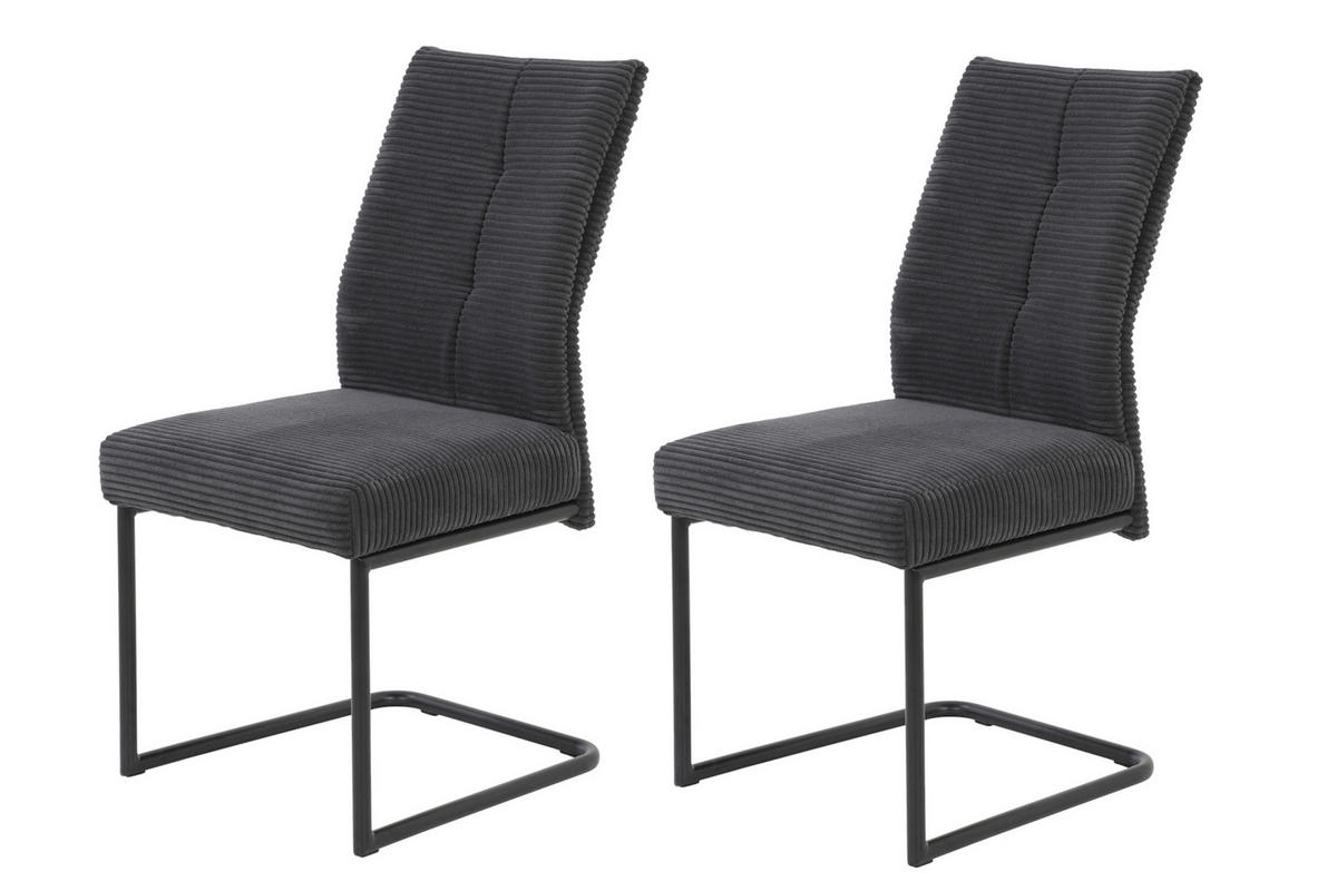 SCHWINGSTUHL-SET 2 Stück  in Stahl Cord  - Anthrazit/Schwarz, MODERN, Textil/Metall (50/65/99cm) - MID.YOU