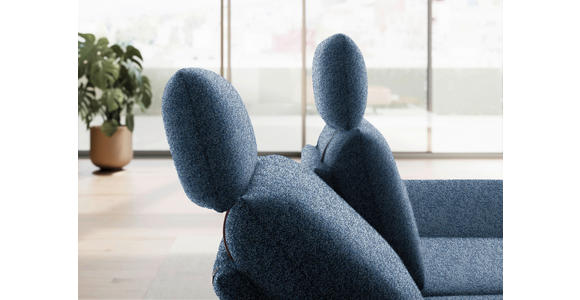 ECKSOFA  in Flachgewebe Blau Rücken echt, Armteilverstellung, Drehsitzfunktion  234/155 cm  - Blau/Schwarz, Design, Textil/Metall (234/155cm) - Dieter Knoll