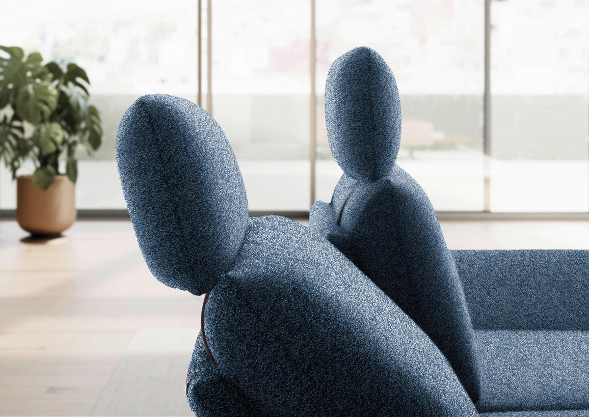 ECKSOFA  in Flachgewebe Blau  234/155 cm  - Blau/Schwarz, Design, Textil/Metall (234/155cm) - Dieter Knoll