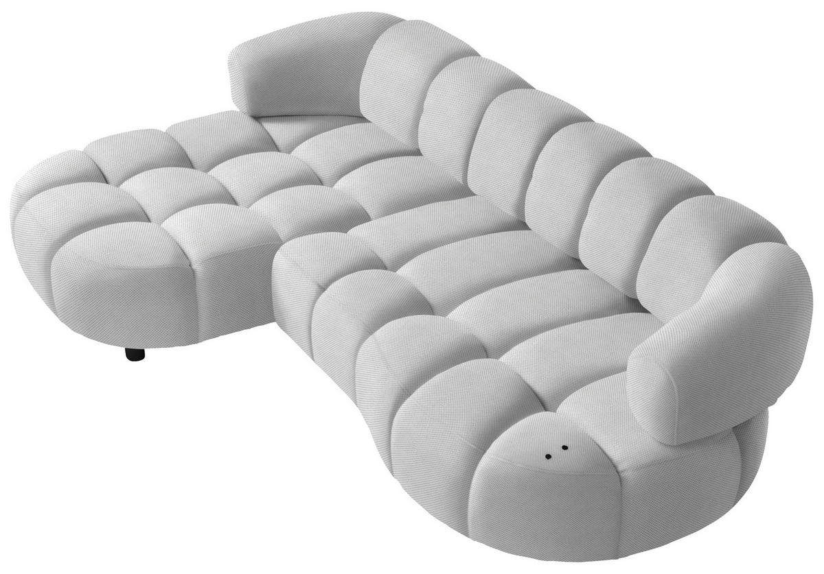 ECKSOFA in Webstoff Silberfarben  183/284 cm  - Silberfarben/Schwarz, Design, Holz/Textil (183/284cm) - Welnova
