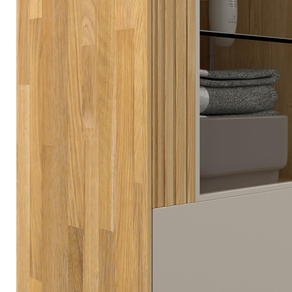 HIGHBOARD 76,9/155,1/37,1 cm Kaschmir, Wildeiche  76,9/155,1/37,1 cm  - Kaschmir/Wildeiche, Design, Glas/Holz (76,9/155,1/37,1cm) - Dieter Knoll
