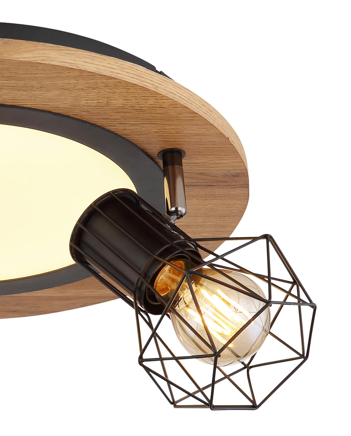 LED-DECKENLEUCHTE 40/22,5 cm   - Opal/Schwarz, Basics, Holzwerkstoff/Kunststoff (40/22,5cm) - Globo