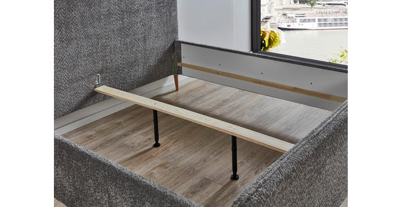 POLSTERBETT Grau 180/200 cm  - Buchefarben/Grau, KONVENTIONELL, Holz/Holzwerkstoff (180/200cm) - Carryhome