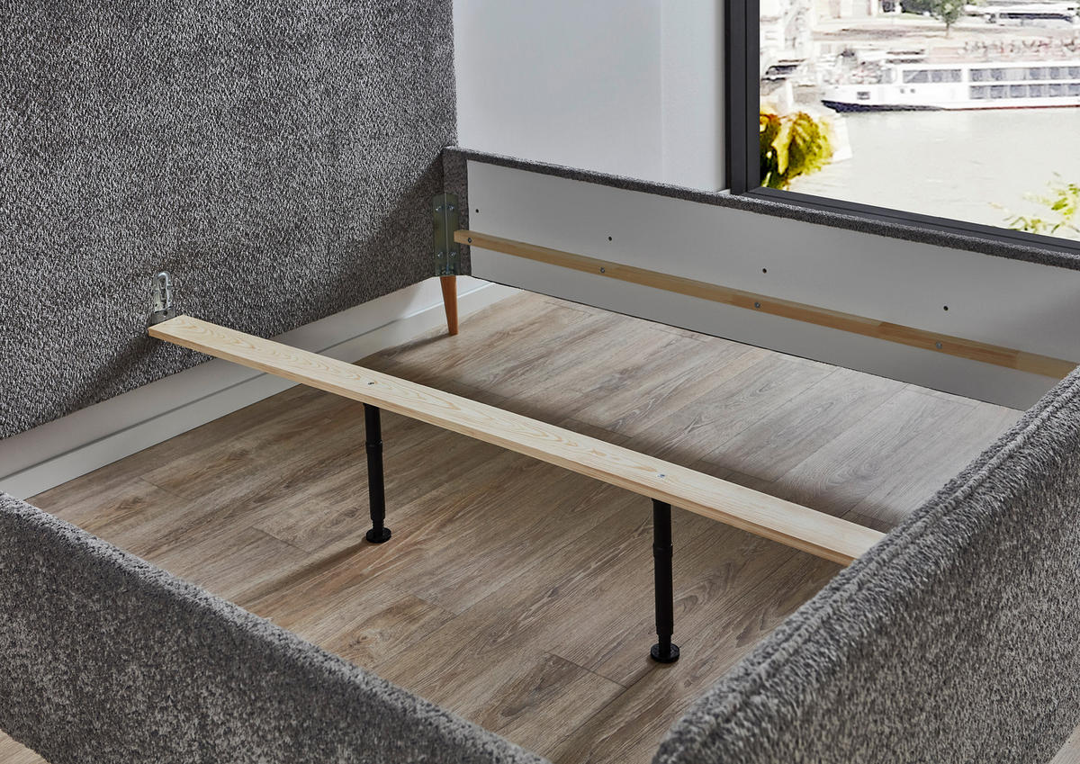 POLSTERBETT 180/200 cm  in Grau  - Buchefarben/Grau, Konventionell, Holz/Holzwerkstoff (180/200cm) - Carryhome